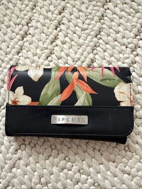 Rip Curl Floral Wallet in Black with Green & Orange Accents